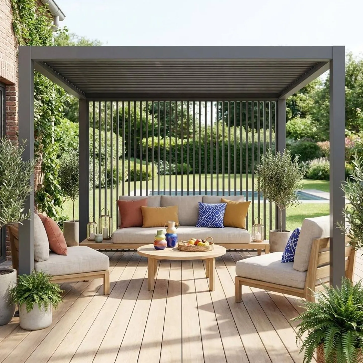 Conjunto de 3 persianas verticais 1.3m para pérgola bioclimática de alumínio 4x3m