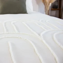 Conjunto de roupa de cama com arcos tufados retro em algodão