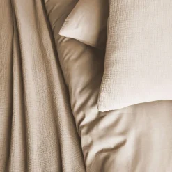 Conjunto de roupa de cama em gaze de algodão bege