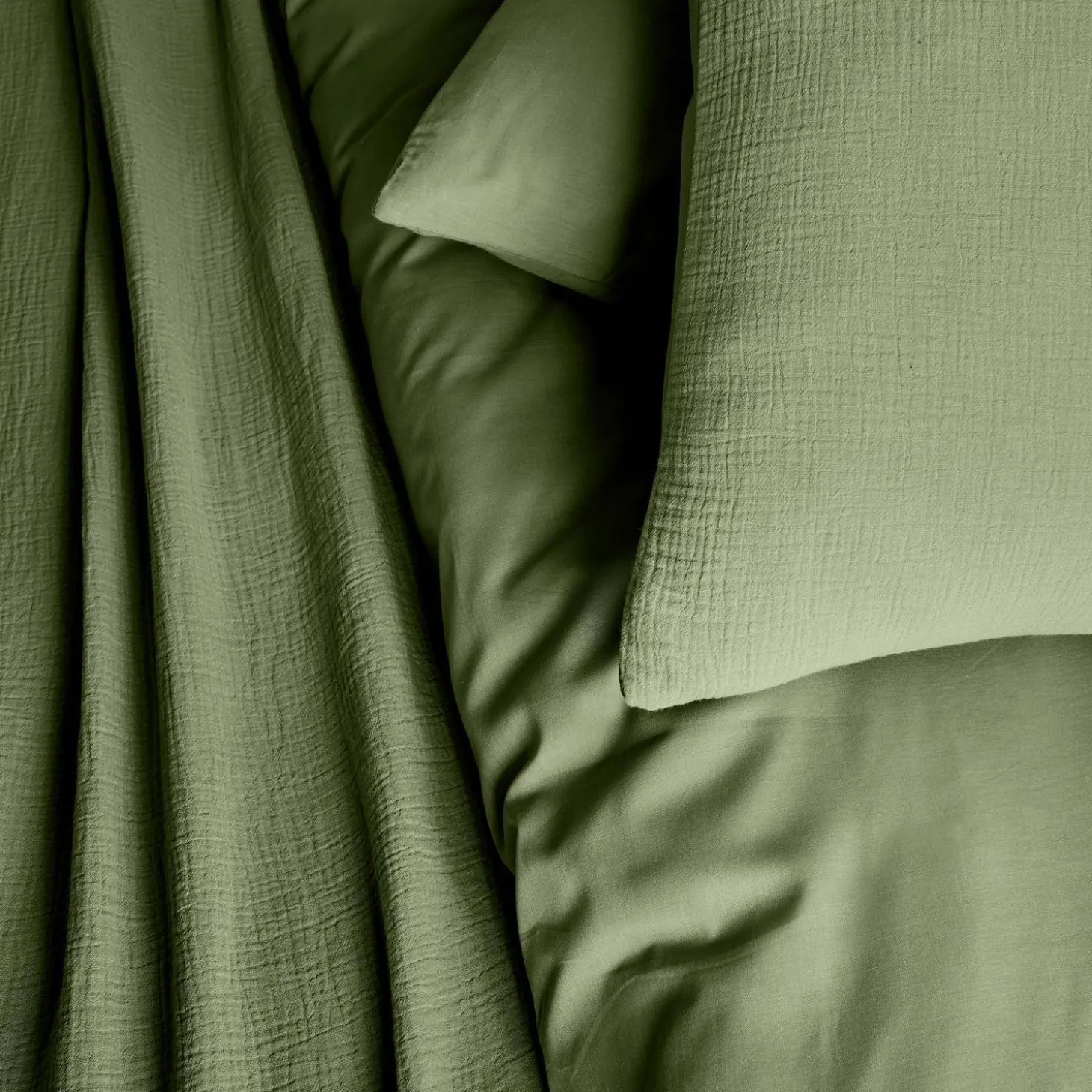 Conjunto de roupa de cama em gaze de algodão caqui