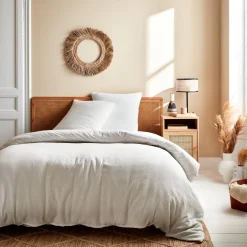 Conjunto de roupa de cama em gaze de algodão branco