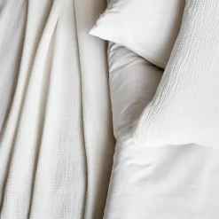 Conjunto de roupa de cama em gaze de algodão branco