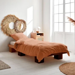 Conjunto de roupa de cama em gaze de algodão terracota