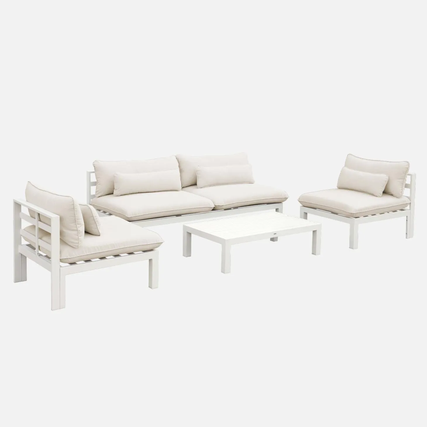 Conjunto de sofá de jardim com estrutura em alumínio, 5 lugares