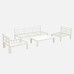 Conjunto de sofá de jardim com estrutura em alumínio, 5 lugares