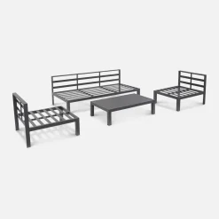 Conjunto de sofá de jardim com estrutura em alumínio, 5 lugares