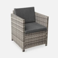 Conjunto de sofá de jardim de 4 lugares em resina tecida