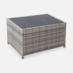 Conjunto de sofá de jardim de 4 lugares em resina tecida