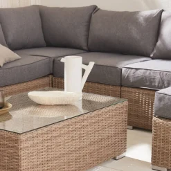 Conjunto de sofá de jardim em resina tecida, 12 a 14 lugares