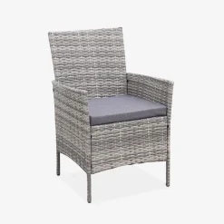 Conjunto de sofá de jardim em resina trançada, 4 lugares