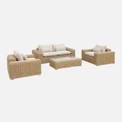 Conjunto extra grande de mobiliário de jardim em resina, 4 lugares