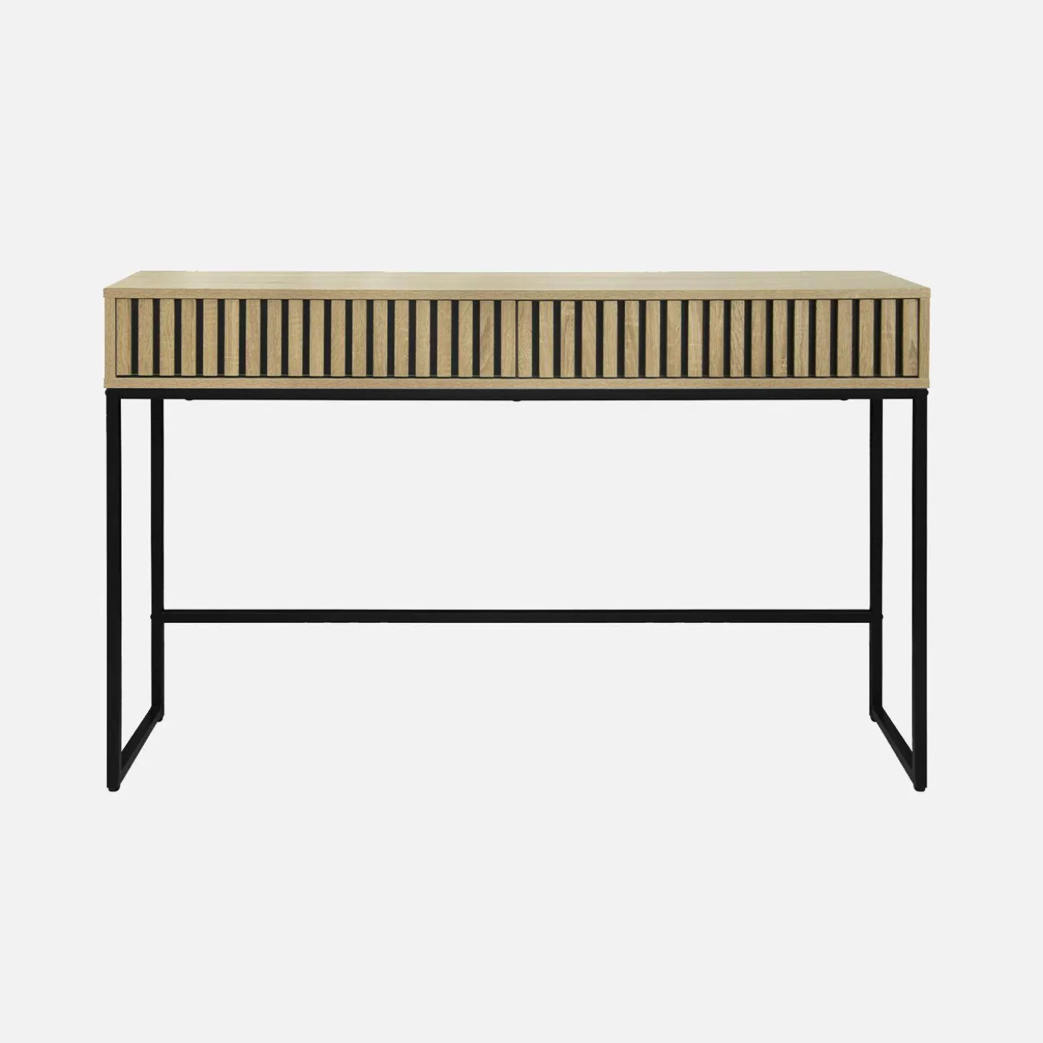 Consola contemporânea efeito de madeira e metal, 120cm