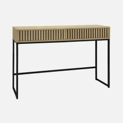 Consola contemporânea efeito de madeira e metal, 120cm