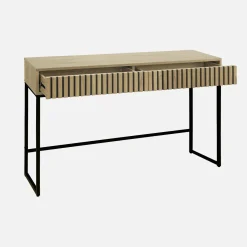 Consola contemporânea efeito de madeira e metal, 120cm