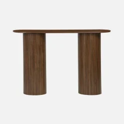 Consola escandinava oval com efeito madeira canelada