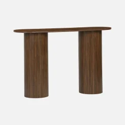 Consola escandinava oval com efeito madeira canelada