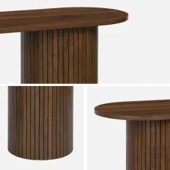 Consola escandinava oval com efeito madeira canelada