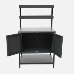 Cozinha de exterior em aço com 2 prateleiras suspensas e 2 portas, 80cm