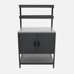 Cozinha de exterior em aço com 2 prateleiras suspensas e 2 portas, 80cm