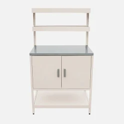 Cozinha de exterior em aço com 2 prateleiras suspensas e 2 portas, 80cm