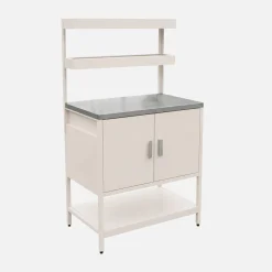 Cozinha de exterior em aço com 2 prateleiras suspensas e 2 portas, 80cm