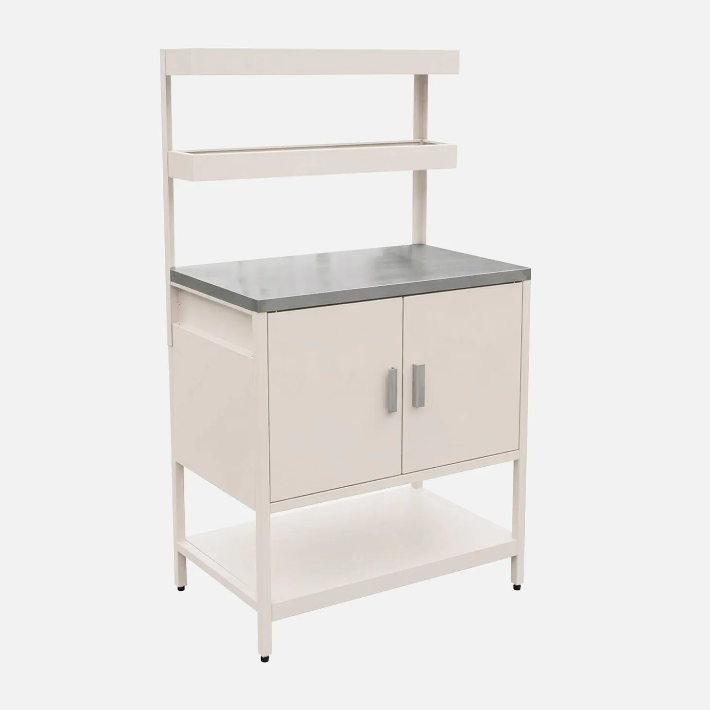 Cozinha de exterior em aço com 2 prateleiras suspensas e 2 portas, 80cm
