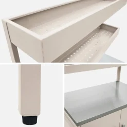 Cozinha de exterior em aço com 2 prateleiras suspensas e 2 portas, 80cm