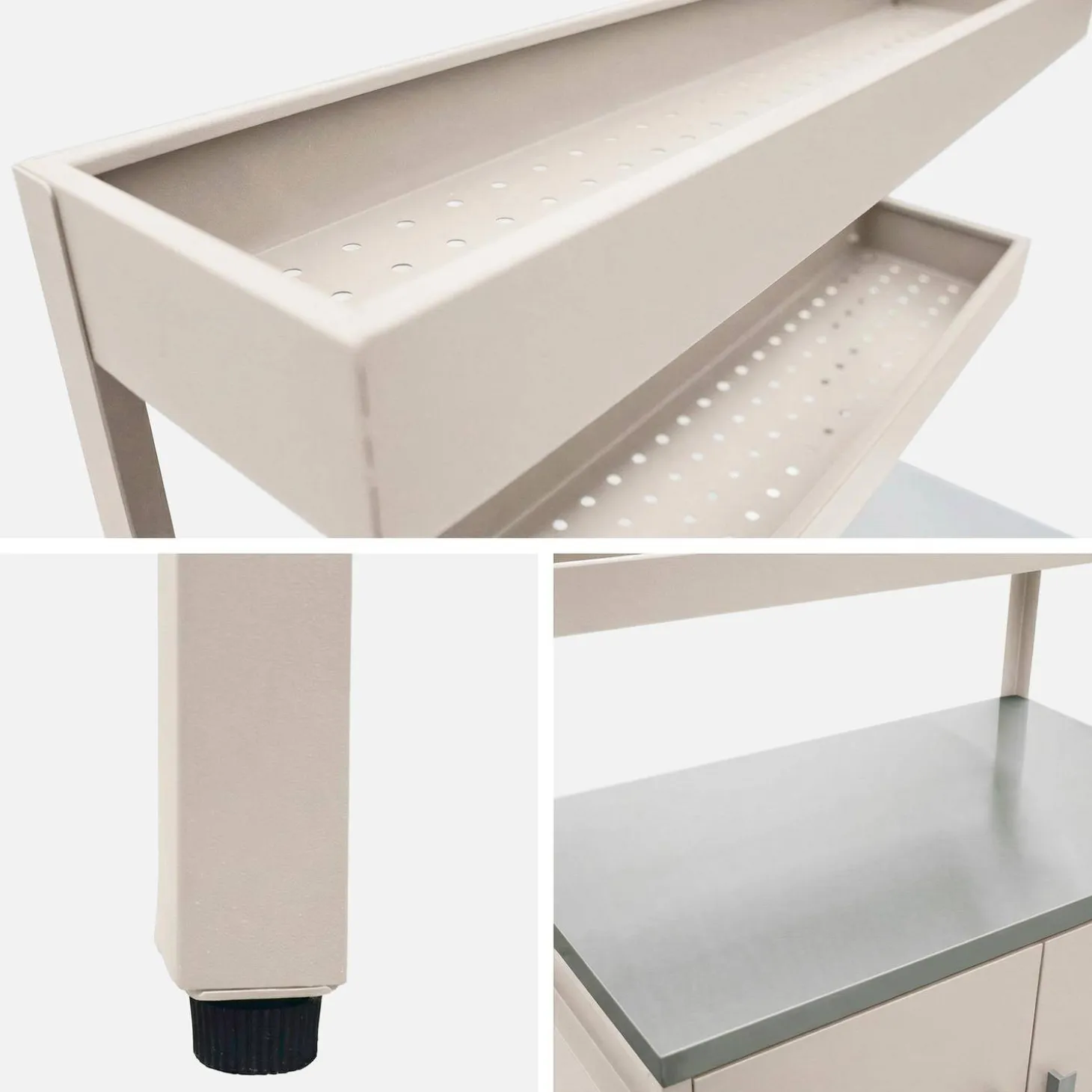 Cozinha de exterior em aço com 2 prateleiras suspensas e 2 portas, 80cm