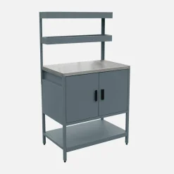 Cozinha de exterior em aço com 2 prateleiras suspensas e 2 portas, 80cm