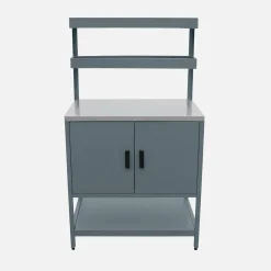 Cozinha de exterior em aço com 2 prateleiras suspensas e 2 portas, 80cm