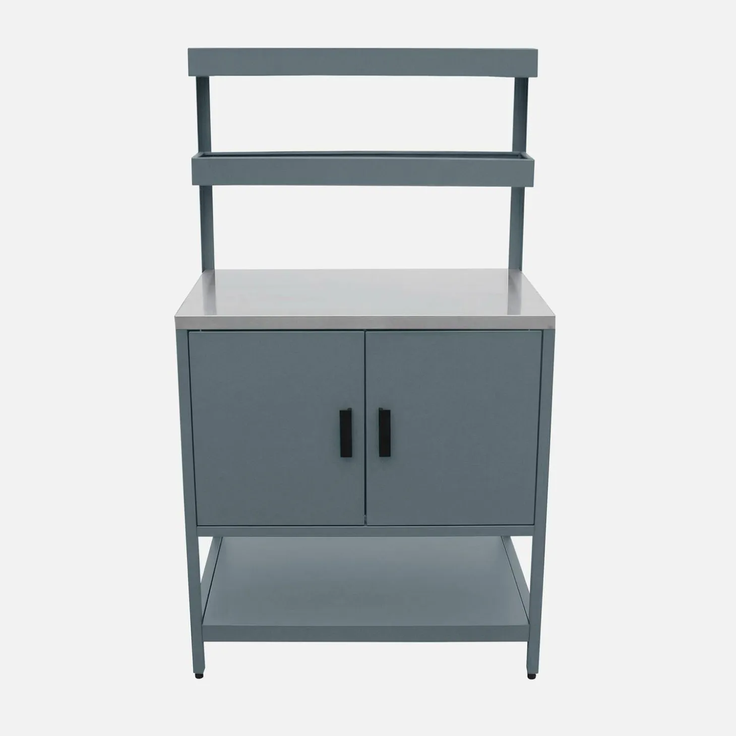 Cozinha de exterior em aço com 2 prateleiras suspensas e 2 portas, 80cm