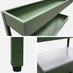 Cozinha de exterior em aço com 2 prateleiras suspensas e 2 portas, 80cm