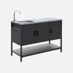Cozinha exterior de 3 módulos em aço inoxidável