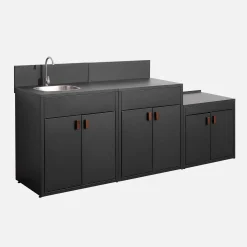 Cozinha exterior de 3 módulos em aço inoxidável