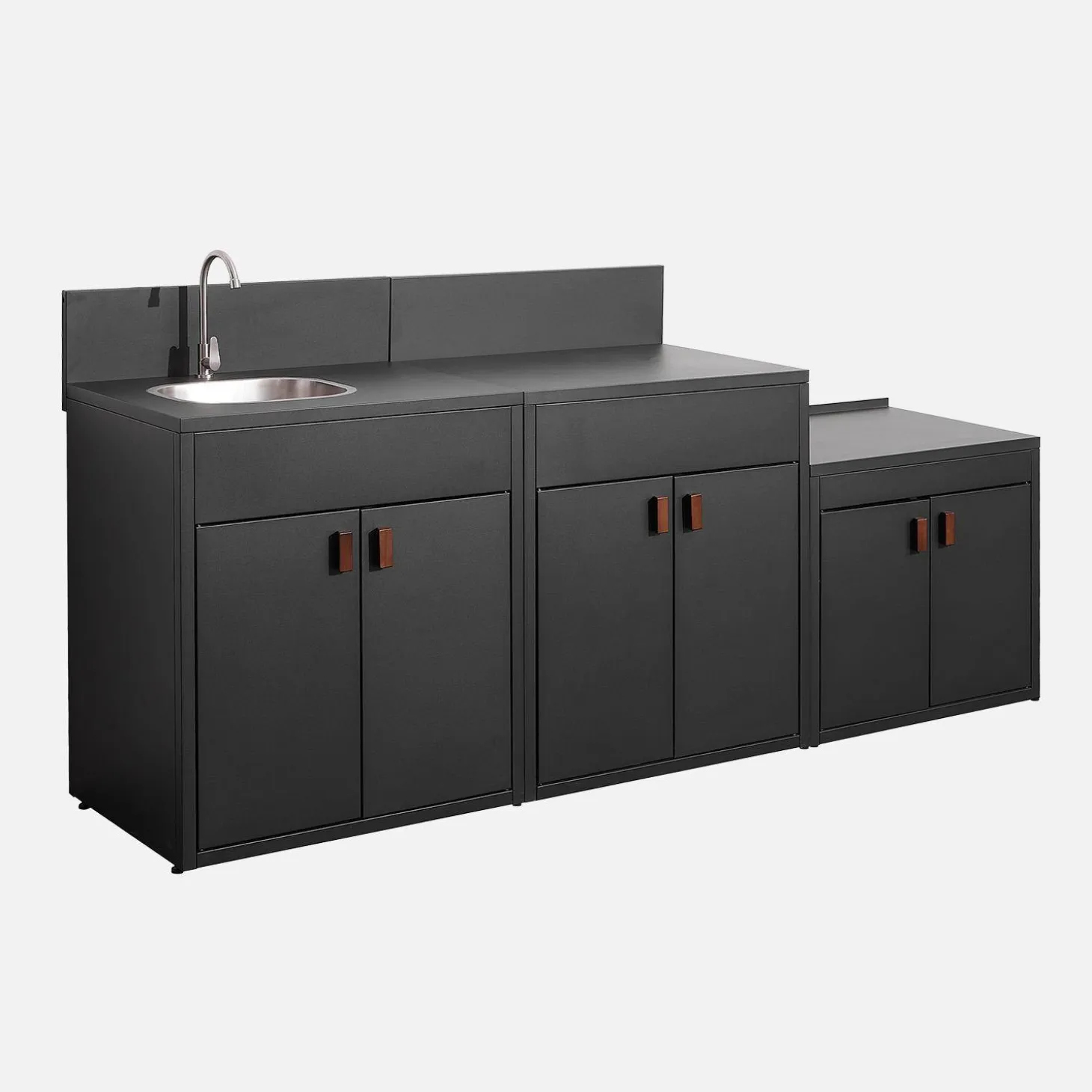 Cozinha exterior de 3 módulos em aço inoxidável