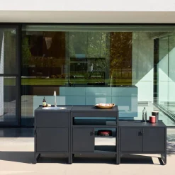 Cozinha exterior de 3 módulos em aço inoxidável