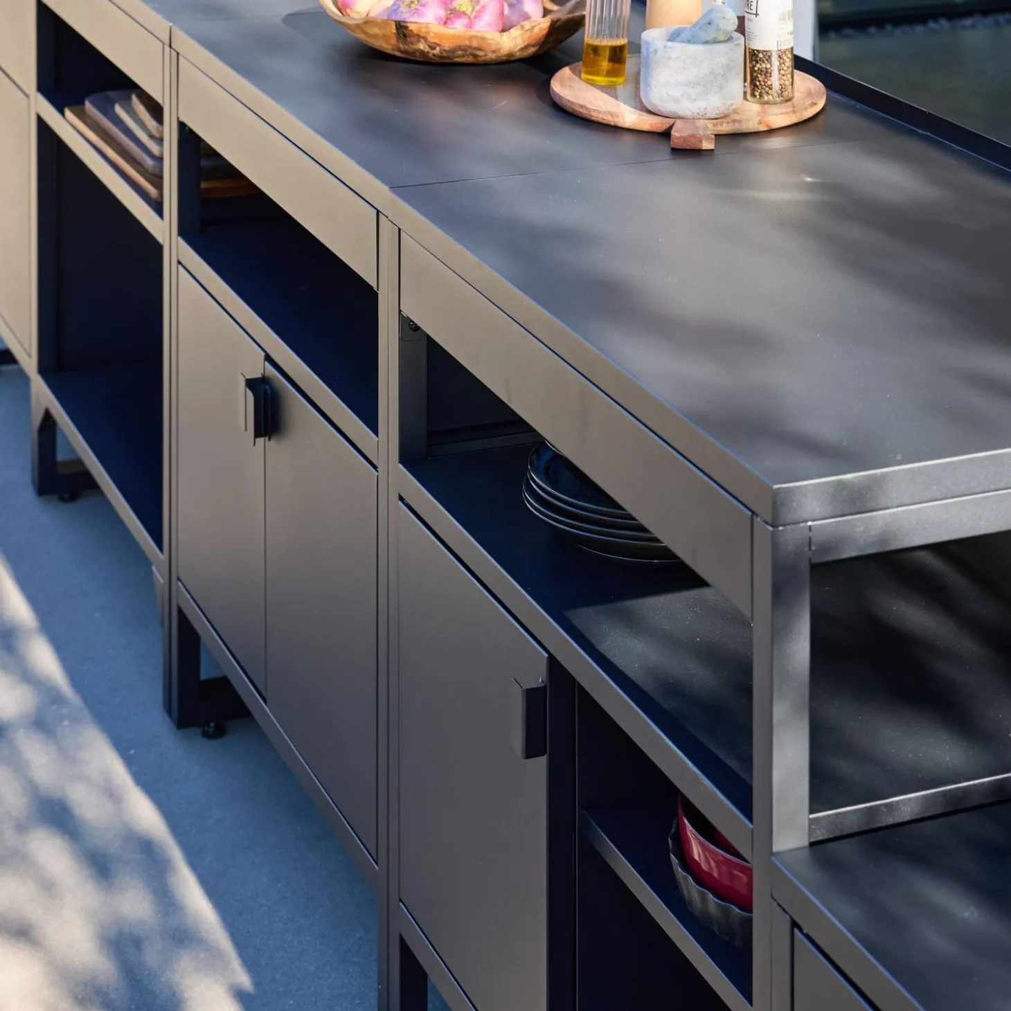 Cozinha exterior de 6 módulos em aço inoxidável