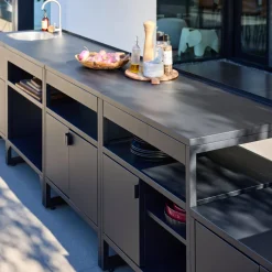 Cozinha exterior de 6 módulos em aço inoxidável