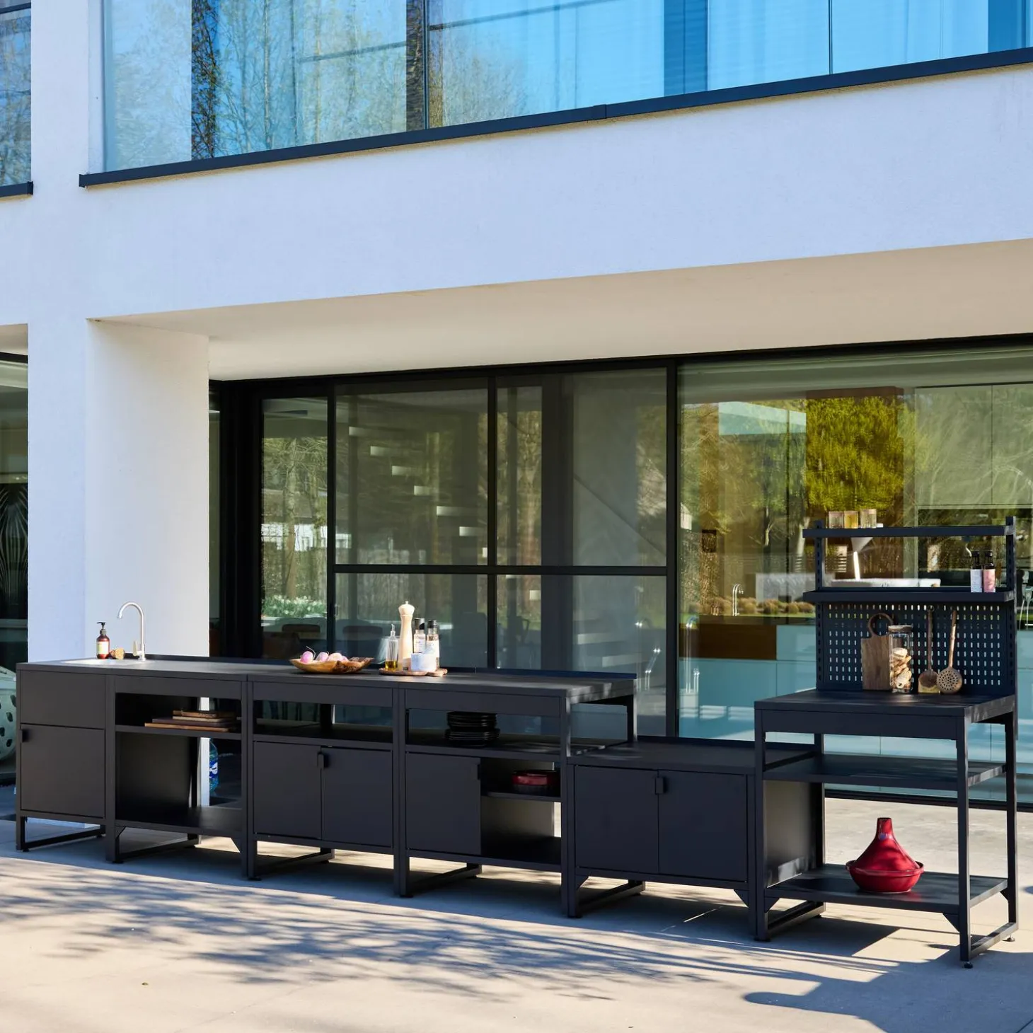 Cozinha exterior de 6 módulos em aço inoxidável
