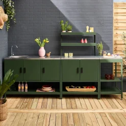 Cozinha exterior de 3 módulos em aço inoxidável