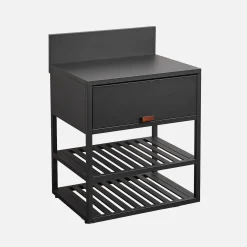 Cozinha exterior em aço 1 armário 2 prateleiras, 80cm