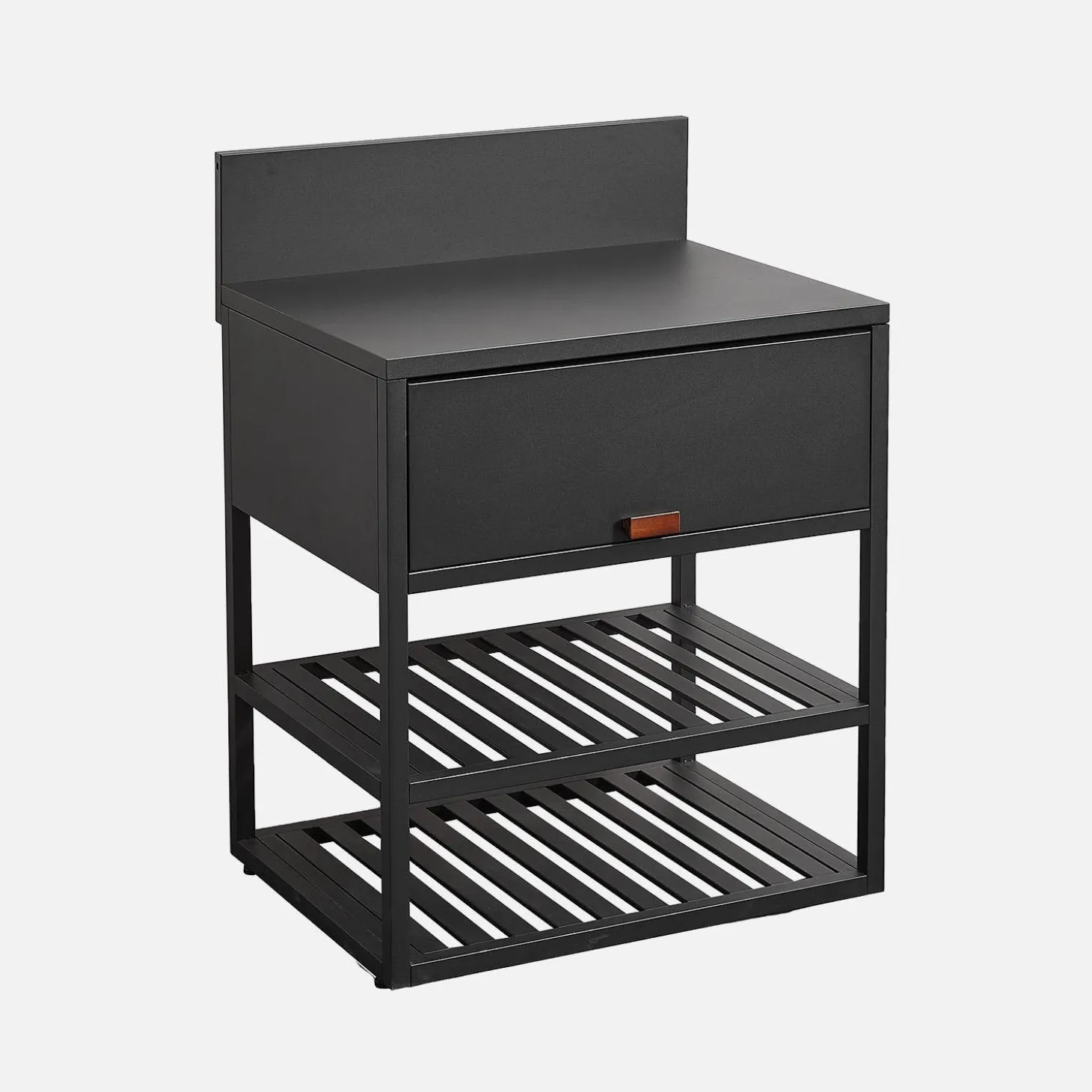 Cozinha exterior em aço 1 armário 2 prateleiras, 80cm