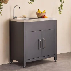 Cozinha exterior em aço com lava-loiça, 80cm