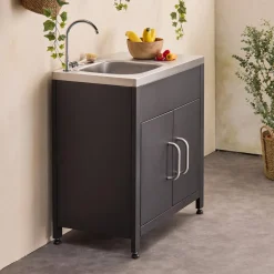 Cozinha exterior em aço com lava-loiça, 80cm