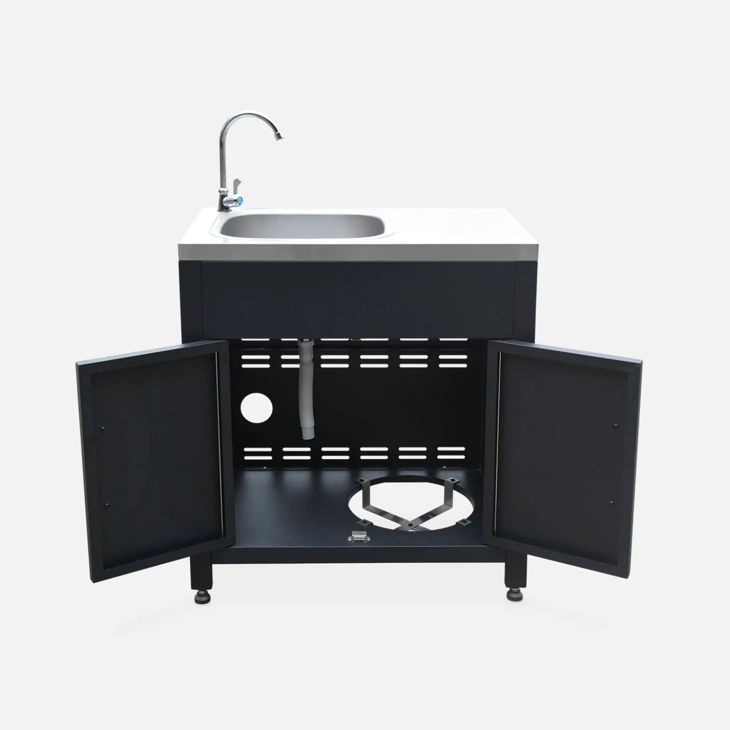 Cozinha exterior em aço com lava-loiça, 80cm