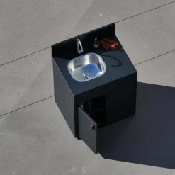 Cozinha exterior em aço com pia e 2 portas, 80cm