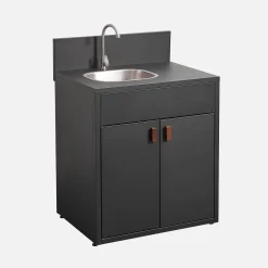 Cozinha exterior em aço com pia e 2 portas, 80cm