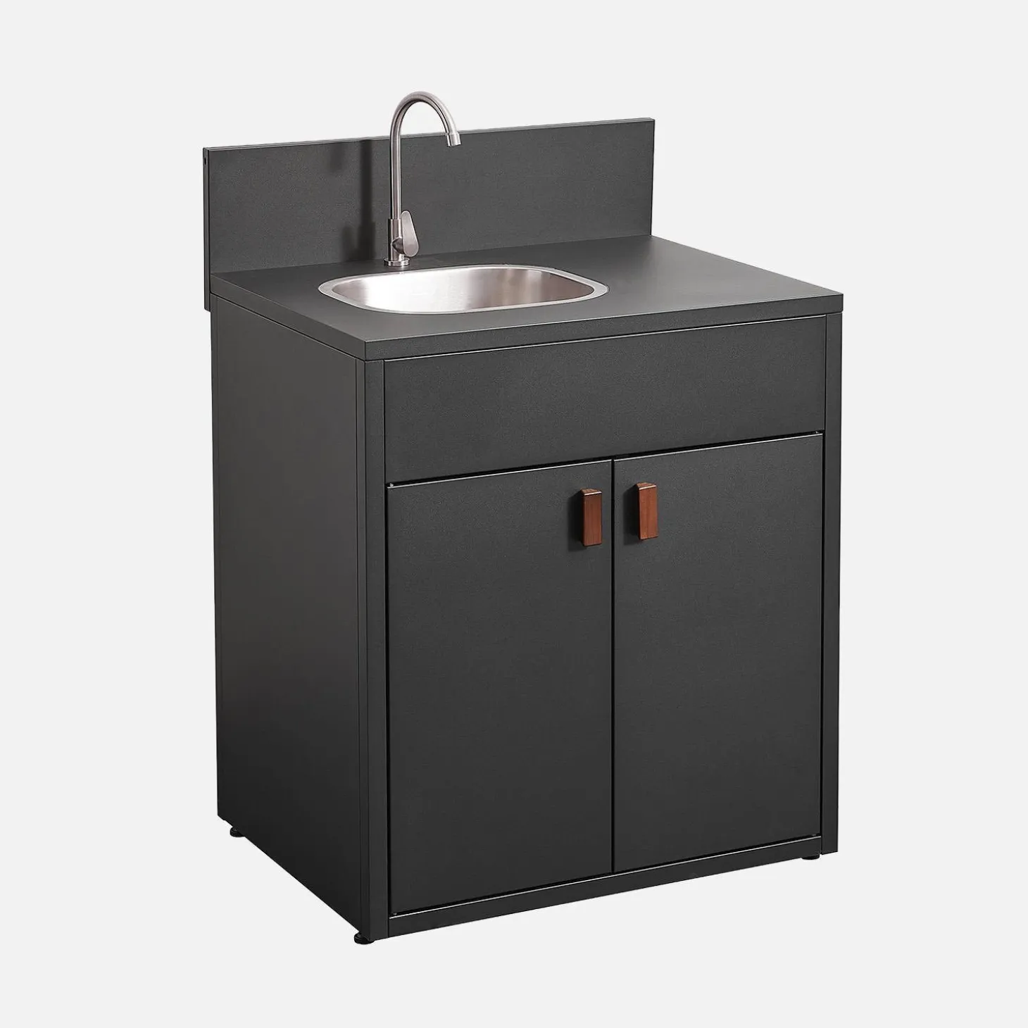 Cozinha exterior em aço com pia e 2 portas, 80cm