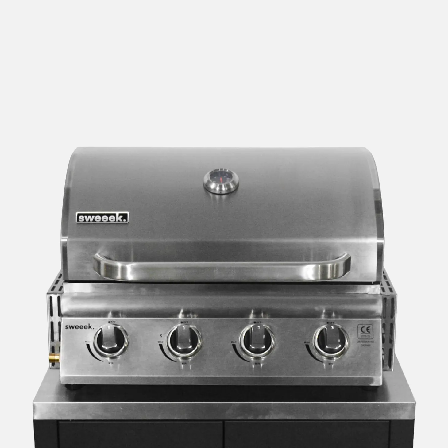 Cozinha exterior em aço de 7 módulos com churrasqueira a gás de 4 queimadores + capa