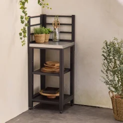 Cozinha exterior em aço 2 prateleiras, 48.5cm